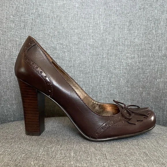 Marc Fisher Vintage Leather Heels Brown 6 - Picture 3 of 11